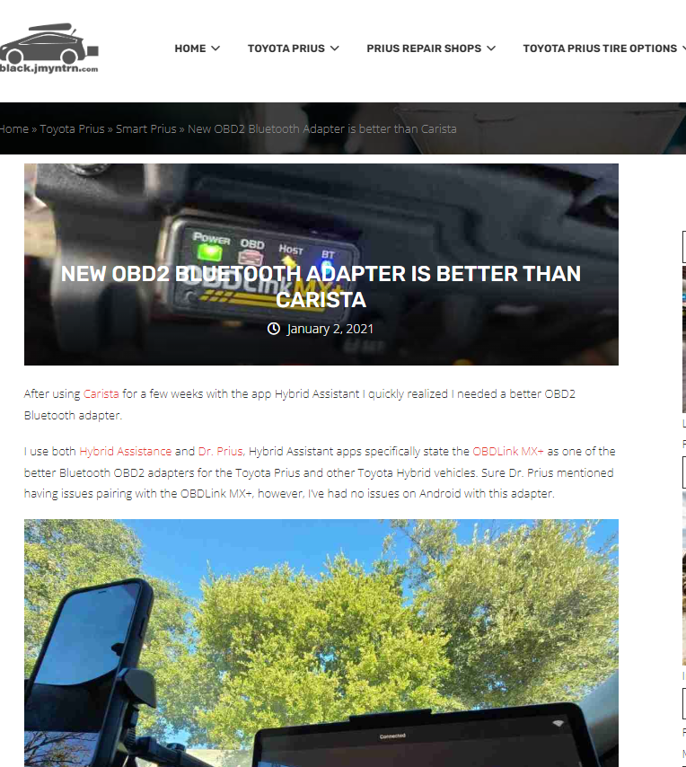 Using the Carista OBD2 Bluetooth Adapter on my Toyota Prius - black_jmyntrn