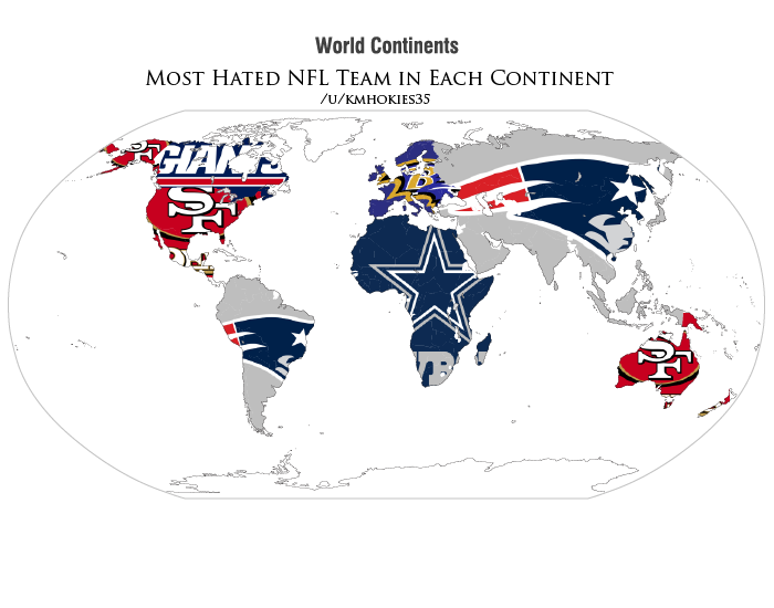 LOOK: Map of where Americans hate NFL teams the most 